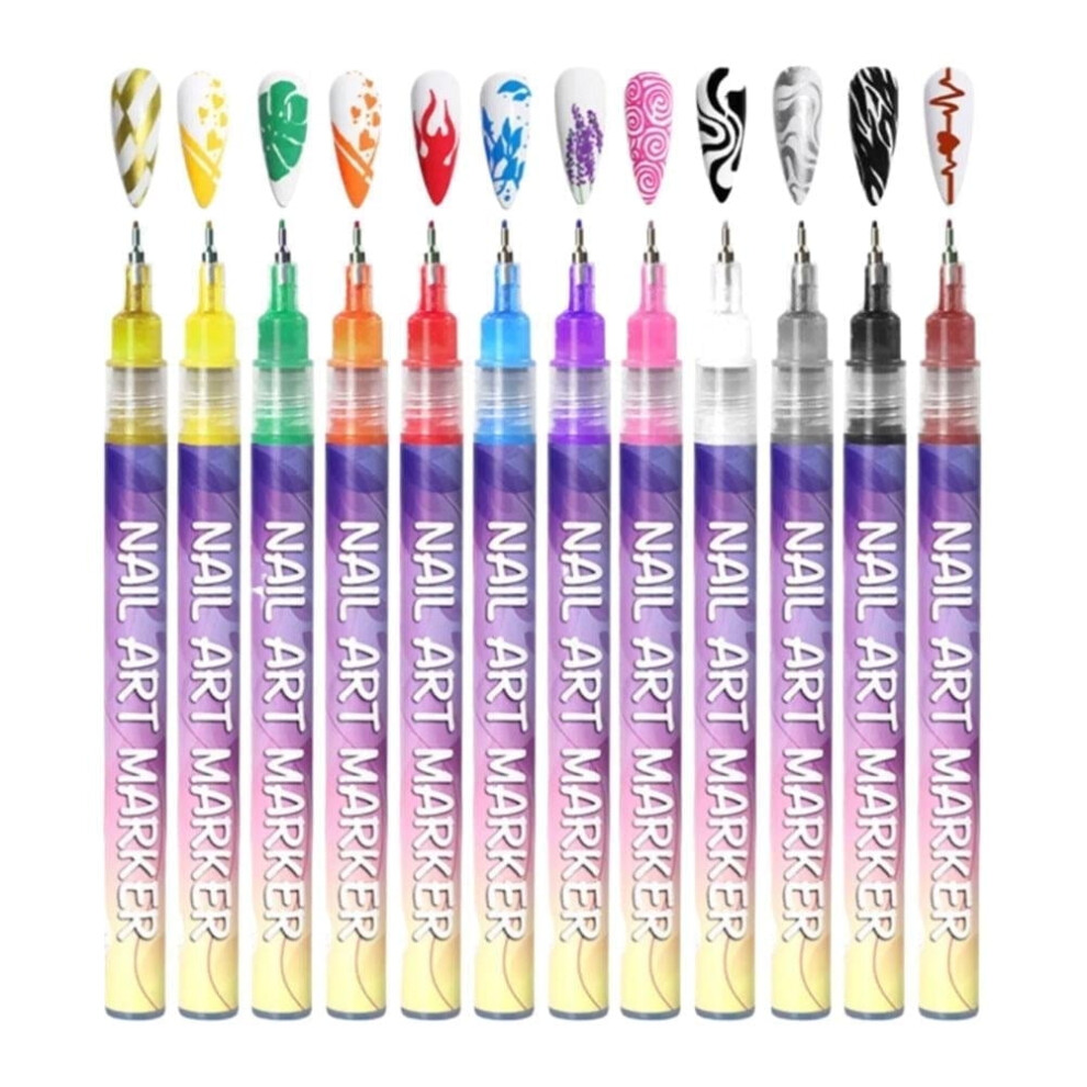 Nail Art Pens Fine Tip 0.5mm 12 Colors