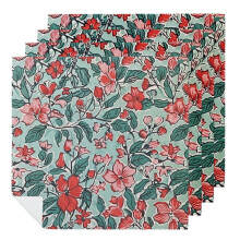 Dinner Cloth Napkins - Washable Cloth Napkins - Everyday Use or Dinner Party and Events - Turquoise Lightweight Indian Block Printed 2 PCS