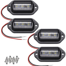 4PCS Xenon White LED License Plate Lights, 12V-24V DC Waterproof 6-SMD, compatible with Truck/SUV/Trailer/Van/RV/Boats
