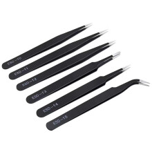 3/6PCS Precision Anti-Static Stainless Steel Curved Tweezers Set – Compatible with Electronics, Lab, Jewelry, Craft & Soldering