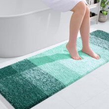 Badeværelsesløber i mikrofiber, sortgrøn, 137 x 51 cm
