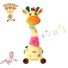 Musikalsk dansende giraflegetøj – taler, synger, gentager tale, lyser, interaktiv plys til småbørn – kompatibel med Tummy Time