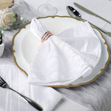 5 Pieces 20" x 20" White Crinkle Accordion Taffeta Table Napkins