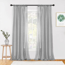 Crushed Voile Sheer Curtains, 2 Panels (51"x95"), Grey, Rod Pocket, for Sliding Glass Door – Compatible with Standard Rods