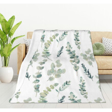Couverture en flanelle polaire à motif eucalyptus aquarelle, jeté de lit léger et doux pour chambre, salon, canapé, 101,6 cm x 127 cm