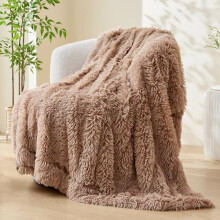 Faux Fur Throw Blanket Taupe Twin 60x80 inches