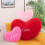 AuroraX heart-shaped red throw pillow, soft decorative 3