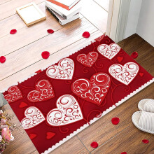 Alfombrilla de baño con forma de corazón para el Día de San Valentín – Roja y blanca, absorbente, antideslizante. Alfombrilla de baño