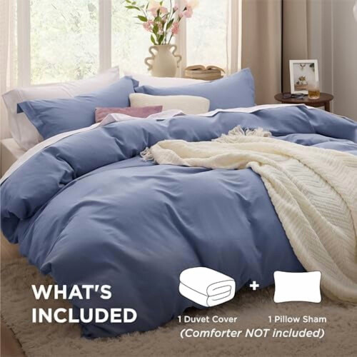 Slate Blue Twin Duvet Cover Set – Prewashed Microfiber 1