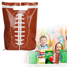 Sacchetti regalo da calcio, confezione da 10, marroni, per feste a tema sportivo, compleanni, caramelle, dolcetti, decorazioni per feste di squadra.