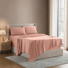 Luxury1800Ultramiękki komplet pościeli z mikrofibry – podwójnie szczotkowany, głębokie kieszenie, 4 elementy, brzoskwiniowy