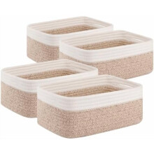 Kleine opbergmandjes voor in de kast, bruin/wit, 4-pack