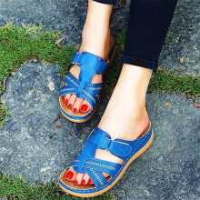 Slippers for Women Open Toe Super Soft Platform Women Summer Shoes Flat Sandals Flip Flops for Women Blue 39