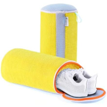 2-Piece Shoe Washing Machine Bag Laundry Bag for Washer & Dryer Hands-free Plush Fibers Shoe Cleaning Bag Reusable for Sneakers Tennis Shoes Yellow