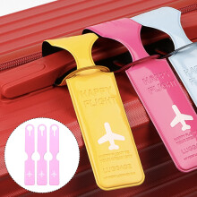Travel Luggage Label Pink PVC 3Pcs 6.1X1.6In