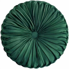 Round Throw Pillow Velvet Home Decoration Pleated Round Pillow Cushion for Couch Chair Bed Car Emerald Green