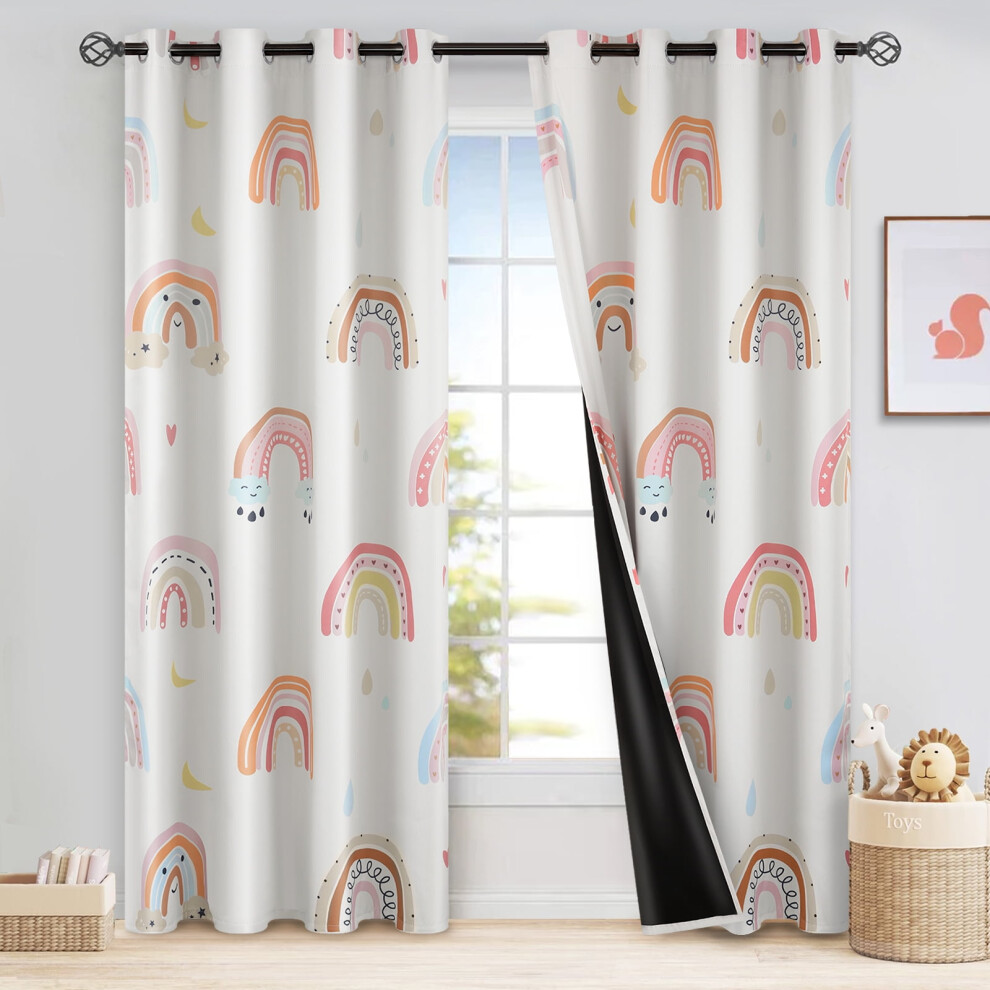 Boho Rainbow Kids Curtains – Thermal Blackout, 52" x 84",