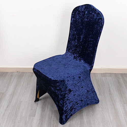 BalsaCircle Navy Blue Εφαρμοστό Κάλυμμα Καρέκλας Δεξιώσεων από Σπάντεξ με Θρυμματισμένο 1