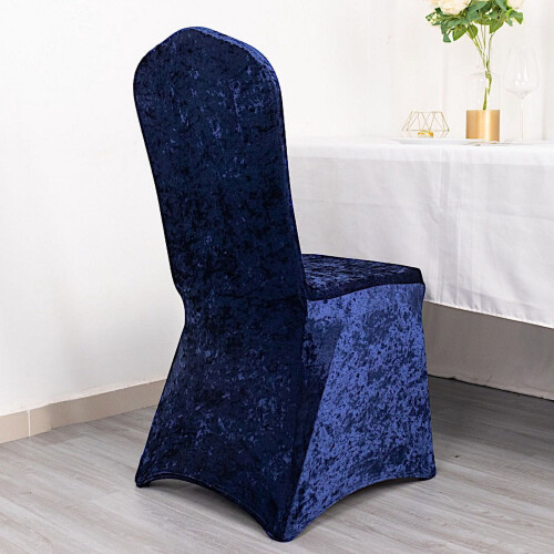 BalsaCircle Navy Blue Εφαρμοστό Κάλυμμα Καρέκλας Δεξιώσεων από Σπάντεξ με Θρυμματισμένο 2