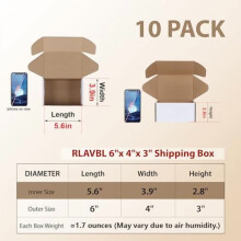 10 Pack 6x4x3 Small Shipping Boxes, White Corrugated Cardboard Box for Packing, Mailing, Business