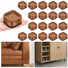 18-Pack Adjustable Furniture Risers, 1"-3" Height, Stackable Bed/Dorm Risers for Desk, Table, Couch, Sofa, Chair – Brown, Compatible with Most Legs