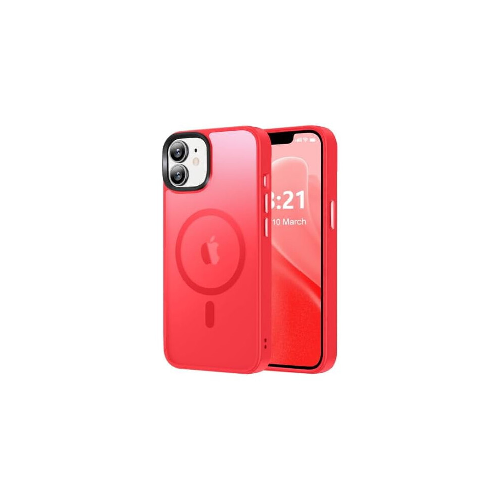 Upgraded Magnetic Case For Iphone 12/12 ProâCompatible With Magsafe, Military-Grade Protection, Slim Translucent Matte, Red 9357860962261
