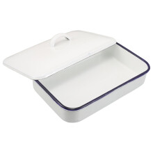 Enamel roasting pan with lid white dishwasher safe