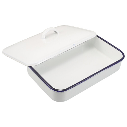 Enamel roasting pan with lid white dishwasher safe