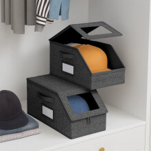 Stackable Baseball Cap Storage Box, Hats/Clothes/Scarves Storage Box, Large Capacity Storage Organizer with Clear Lid for Baseball, Black