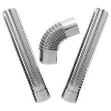 FRCOLOR 3pcs Stainless Steel Gas Water Heater Flue Pipe Set 90 Degree Elbow And Straight Tube High Temperature Resistant For Chimney Ventilation