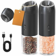 Conjunto de moedor elétrico de sal e pimenta recarregável 176ml