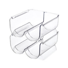 1PC Plastic Free-Standing Stackable 2-Bottle Holder – Water/Wine/Drink Organizer for Kitchen, Cabinet, Pantry, Fridge, Freezer
