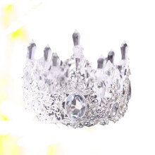 Beautiful White Crystal Birthday Cake Decor Crown Topper for Parties and Celebrations 1PC
