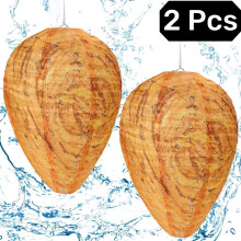 2 Pack Wasp Nest Decoy Hanging Wasp for Wasps Hornets Yellow Jackets Outdoor Waterproof Material (Orange)