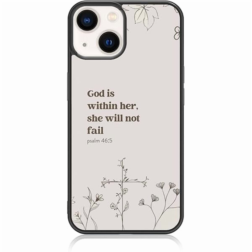 [God Is Within Her She Will Not Fail Psalm] Bible Christian Women Phone Case For Compatible With Iphone 14 & Compatible With Iphone 13 (6.1") Black 9110895816165