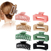 4.3" Large Hair Claw/Clips for Thick Hair, Banana Claw, Non-slip, Rectangular Jaw Big Gifts for Women, Girls, 8 Pack