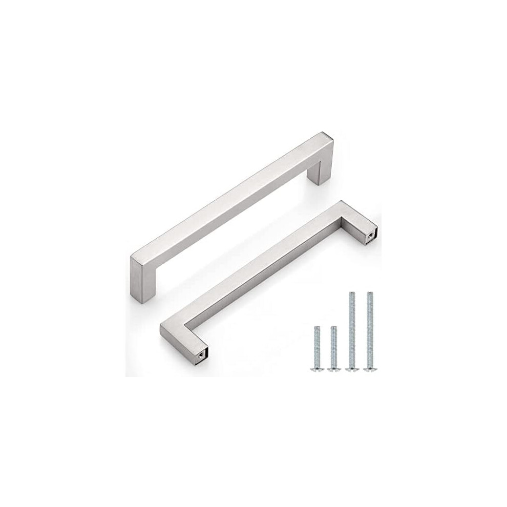20-Pack Brushed Nickel Square Bar Cabinet Pulls, 160Mm C-C, Stainless Steel, Modern Kitchen & Bathroom Hardware 9180479689218