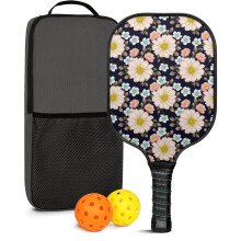 Pickleball Paddles Set Floral Fiberglass 2 Rackets 2 Balls