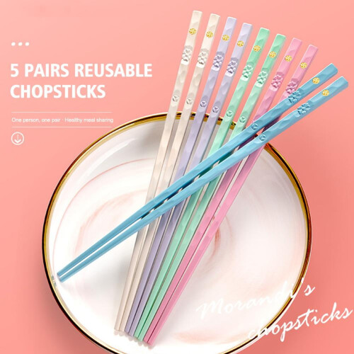 5 ζευγάρια κινέζικα chopsticks με σκαλιστά σχέδια (πλενόμενα chopsticks τροφίμων) R6B7 2