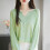 Hellgrüner, offener Strickcardigan für Damen 4