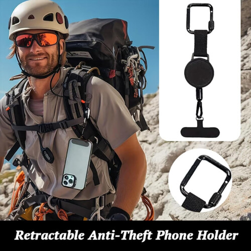 Cordão retrátil antifurto para celular com cabo de aço e 1