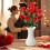 Bouquet di rose artificiali in seta rosse, 10 teste 5