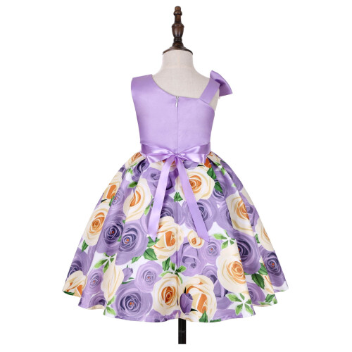 Mädchenkleid mit Rosenmuster und Schultern für Partys, 2025 2
