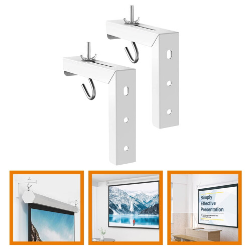 L-shaped Wall Bracket Multi-function Projector Screen Mounting for Ceiling Hook White 2