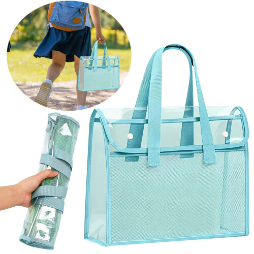Borsa portadocumenti trasparente in PVC per libri e documenti scolastici. 1