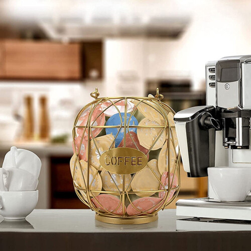 Support à café/porte-capsules pour la maison ou le bureau, doré, lot de 1 2