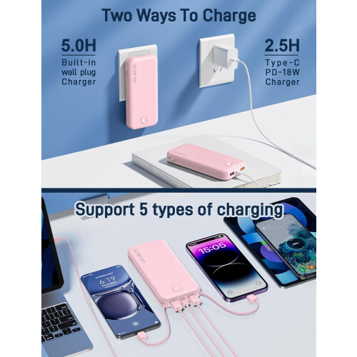 Γρήγορη φόρτιση 22,5W, τροφοδοτικό USB-C 12000mAh με πρίζα και 2 καλώδια—Ελαφρύς 2