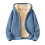 Γυναικείο παλτό fleece χειμώνα ζεστό casual μακρυμάνικο μπλουζάκι με κουκούλα και 5