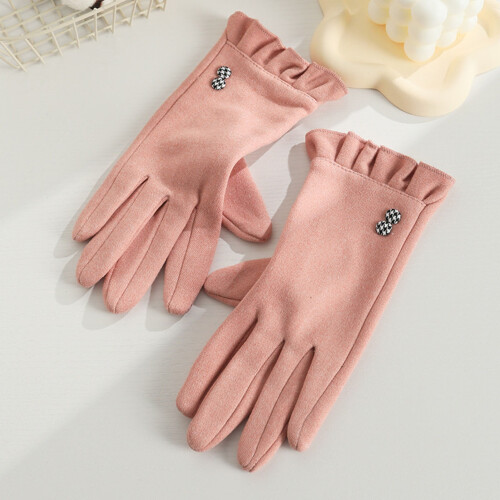 Gants d'hiver tactiles roses, taille unique 2
