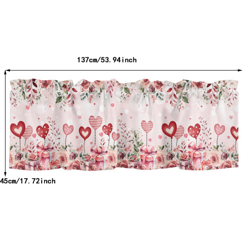 Red Valentine's Day Kitchen Curtain 18 x 54 in 2